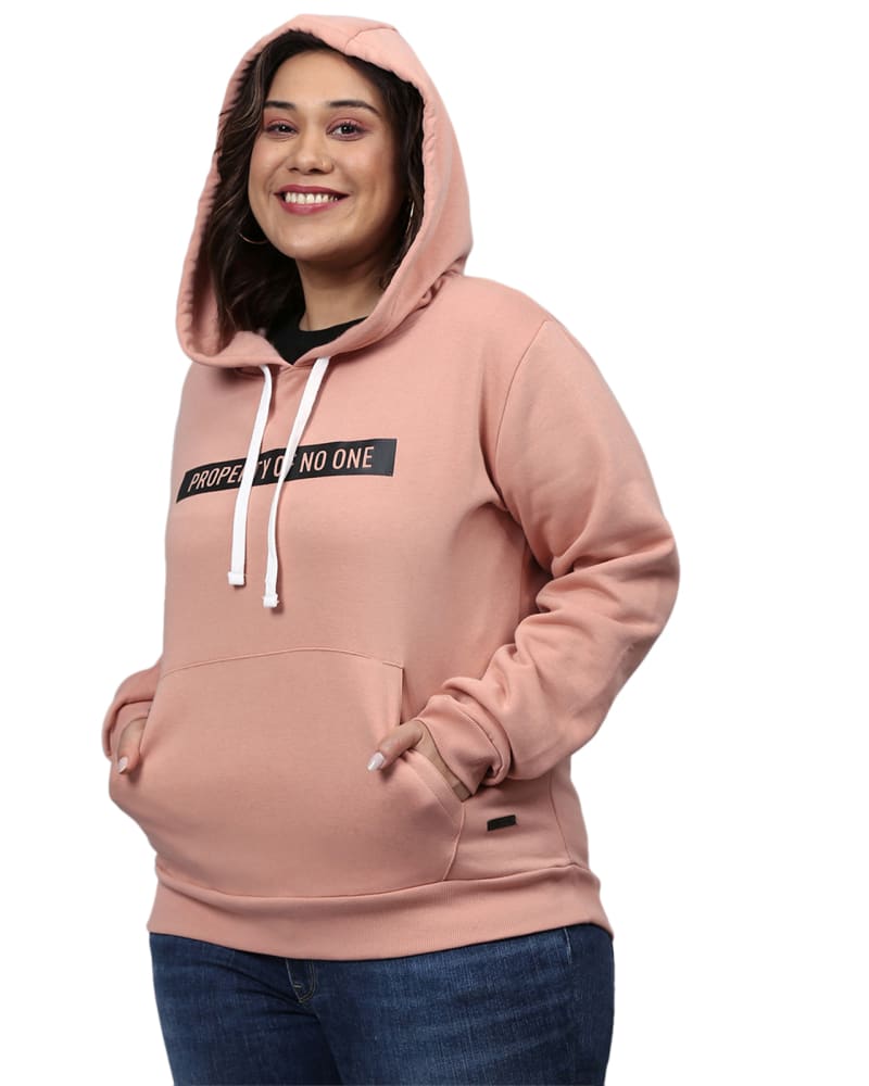 Front of a model wearing a size 6XL Printed Stylish Casual Sweatshirt-Pink in Pink by Instafab Plus. | dia_product_style_image_id:258276